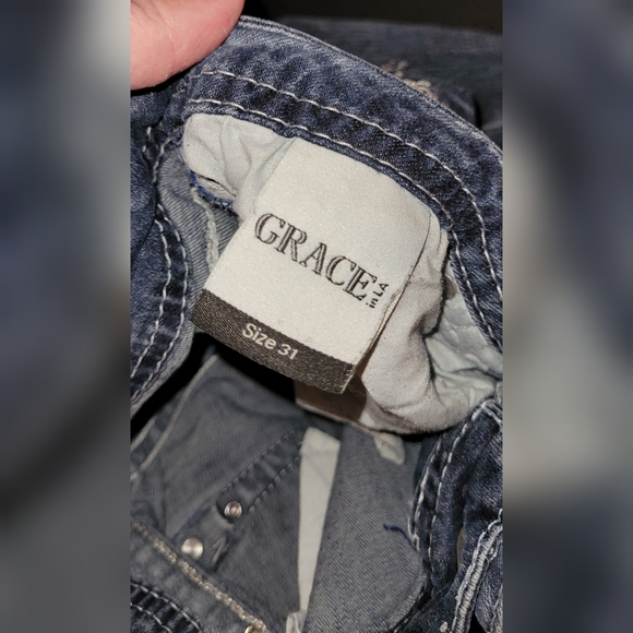 Grace in LA Aztec Print Denim Bootcut Jeans- Size 31 - Picture 3 of 11
